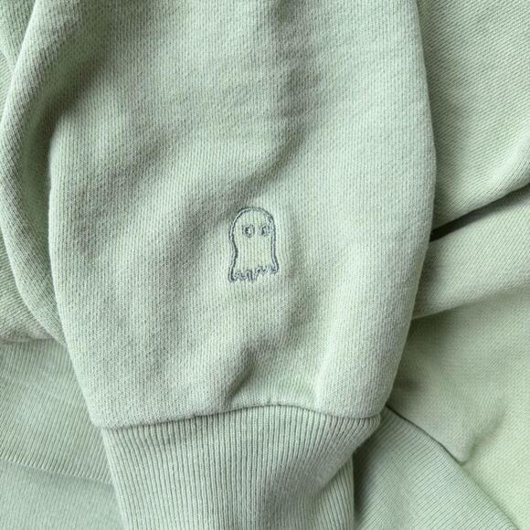 Lonely Ghost Crewneck Sweatshirt Pullover, Light Green, Small - Picture 3 of 4